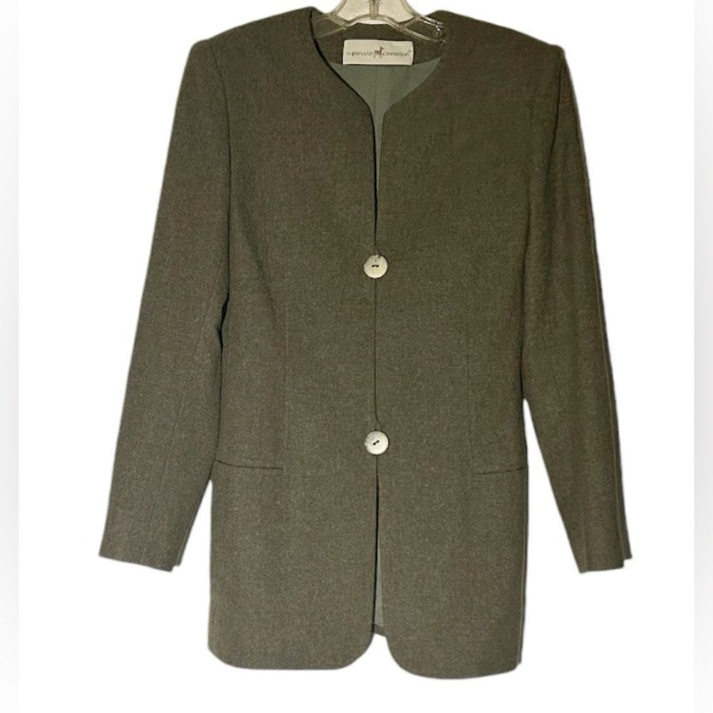 Peruvian Connection Olive Green Wool Blazer Size 10